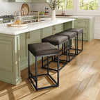 MAISON ARTS Counter Height 24" Bar Stools Set of 2 for Kitchen Counter Backless Modern Barstools Industrial Upholstered Faux Leather Stools Farmhouse Island Chairs, (24 Inch, Grey)