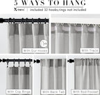 XTMYI Light Grey Curtains for Living Room Bedroom,Linen Boho Back Tab Pleated Sheer Curtain Set of 2 Panels,90 Inches Long