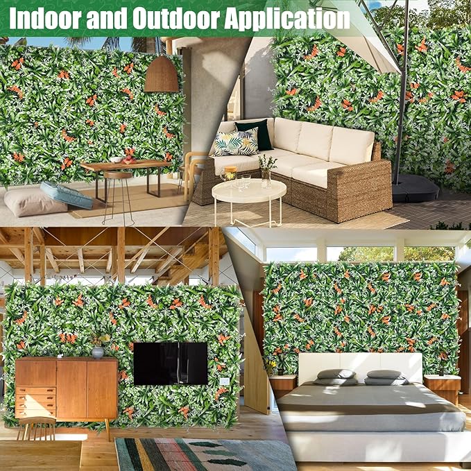 Greenery Wall Panels, 20"x20" 8PCS UV Protected Fake Grass Backdrop Privacy Fence Screen, Artificial Hedges for Outdoors Indoors Green Decor