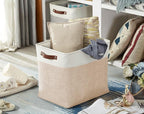 DECOMOMO Extra Large Storage Baskets, 54.5L Fabric Storage Bins for Organizing Linen Closet, Nursery (Beige & White, XXXL - 3 pack)