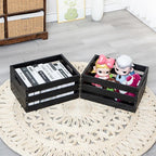Rustic Vintage Brown Wooden Storage Crates Set, 2 Pack , 16.5 X 12 X 8.3''wood crate box，Handmade Farmhouse Decorative Crate with Handles for Books, Clothes Storage & Display