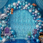 KatchOn, XtraLarge, Wavy Blue Foil Fringe Curtain - Pack of 2 | Foil Fringe Backdrop for Blue Christmas Decorations | Wavy Streamers for Winter Decorations, Birthday, Under The Sea Party Decoration