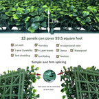 Artificial Grass Wall Backdrop Panels,20X20 in 12P UV-Anti Greenery Boxwood Panels for Indoor Outdoor Green Wall Decor & Ivy Fence Covering Privacy
