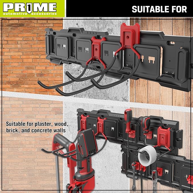 Prime 1 PR1ME 1 Pack Garage Garden Tool Organizer Wall Mount Hooks,Support 33lbs, Heavy Duty Metal Storage Hooks for Power Tool,Hand Tool,Bike,Hoses,Broom,etc