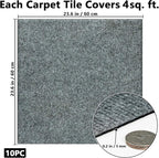 Carpet Tiles Peel and Stick, Self Adhesive Carpet Floor Tile 24" x 24", Light Grey Soft Padded Flooring Sticker, Home Decor for Bedroom Living Room Office, 10 Tiles per Box