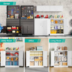 SISESOL 36 inch Storage Cabinet with Doors and Shelves,White Metal Storage Cabinet,Small Locking Metal Cabinets,Short Steel Counter Cabinets with Lock for Garage Home Office Pantry