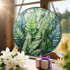 8'' Fern Plant Sun Catcher Ornament, Stained Glass Window Hanging, Sun Catchers for Windows Hanging Ornaments, Window Decor | Plant Lover Gifts, Housewarming Gifts
