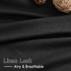 Nanspring Black Semi Sheer Linen Curtains 84 inch Length for Living Room Back Tab Rod Pocket Modern Farmhouse Coastal Decor Black Cotton Textured Gauze Curtains for Dining Room Office 38x84