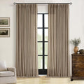 Extra Long Light Brown Linen Curtains 120 Inches Long Tan Brown Coffee Latte Farmhouse Rustic Curtain Light Filtering Semi Sheer Back Tab Pinch Pleat Curtain for Tall Ceiling Living Room 2 Panels
