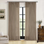Extra Long Light Brown Linen Curtains 120 Inches Long Tan Brown Coffee Latte Farmhouse Rustic Curtain Light Filtering Semi Sheer Back Tab Pinch Pleat Curtain for Tall Ceiling Living Room 2 Panels