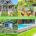 Decorative Garden Fence 24in (H) x20ft (L), 10 Pack No Dig Fence Animal Barrier for Dog, Arched Flower Bed Edging, Wire Border Panel Fencing for Yard Patio Outdoor Decor White