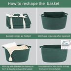 Large Rectangle Blankets Basket Living Room 22"x17"x12" Woven Cotton Rope Storage Basket for Nursery Toy Baskets for Kids and Dogs Wicker Laundry Baskets Bin for Clothes Towels dark green