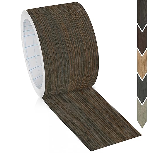 GSCIT Club Brown Walnut Wallpaper, 2.4 inch X 15ft Self Adhesive Wood Grain Repair Tape Walnut Repair Patch for Tables, Chairs, Baseboards, Doors, Windows, Floors, Handicraft DIY.