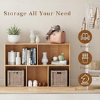Wooden Cube Storage Organizer with Closed Back Panel, 11in Cube Shelf Opening, Bookshelf, Display Shelf,Closet Cabinet for Home and Office (Natural Oak, 5-Cube 35.98L*9.45W*24.09H)