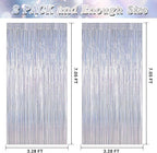 2 Pack Silver Metallic Tinsel Foil Curtains, 3.28 FT x 7.05 FT Glitter Silver Fringe Curtains, New Year Door Streamer Tinsel Backdrop Photo Booth for NYE Party Birthday Engagement Party Decorations