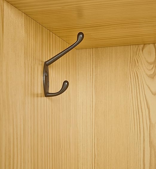 Amazon Basics Coat Locker Storage, 5-Section with Bench, 13"D x 54"W x 48"H, Natural Finish, Solid Pine Wood, Mudroom Furniture with Storage & Hooks for Home, School, Kindergarten