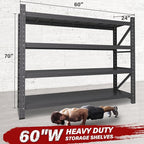5000LBS Heavy Duty Garage Shelving Units,60" Wide & Deep Storage Shelves,Metal Garage Shelves,Large Storage Rack,Steel Shelf,Industrial Shelving for Shop,Warehouse,Basement,60" W x 24" D x 70" H