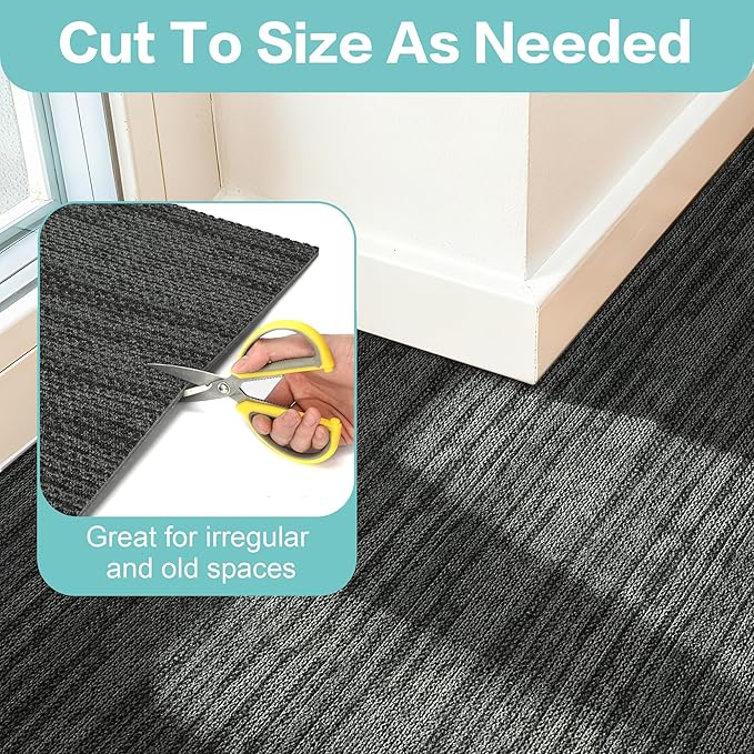 jxgzyy Commercial Carpet Tiles, 20×20 Inch, 0.31'' Padded Carpet Squares, Non-Adhesive Carpet Flooring with Textured Silicone Back, Easy DIY, Suitable for Home Theater, 16 Pcs/43.1 Sqft