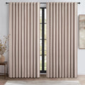 Extra Wide 70 Inch Blackout Curtains 96 Inches Long for Living Room, Rustic Boho Room Darkening Textured Linen Pleated Dining Room Insulated Ceiling Track Window Drapes 70"W x 96"L 2 Panels