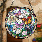 Stained Glass Window Hanging, Colorful Butterfly Suncatcher for Doors Home Sun Catchers Decoration and Christmas, Mother's Day Birthday Gifts for Women, Men, and Mom 9.8 in
