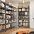 REIBII 6-Tier Metal Shelving Unit Storage Shelves, Sturdy Wire Shelving Adjustable Deep Pantry Shelves Load 800LBS Storage Rack for Kitchen Pantry Closet, Keep Organized, 2 Pack