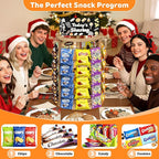 5 Tier 50 Clips 360°Rotating Snack Organizer, Wooden Chip Rack Display Stand - Chip Bag Holder Candy Display with Message Board for Countertop Home Office Party Retail Concession Stand