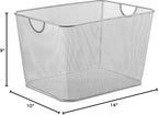 YBM Home Mesh Wire Storage Basket for Shelves, Pantry Organization, and Kitchen - Multipurpose Steel Wire Basket Holder Bin for Organizing Office Supplies, Household Toiletries and Laundry Supplies