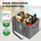 Green Bulldog Reusable Grocery Bags - Heavy Duty Reusable Shopping Tote Bags W/Long Handles, Foldable & Collapsible, Holds Up to 65 lbs - for Kitchen, Picnic 3 Pack
