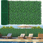 Artificial Boxwood Roll Panels with Flowers,40"x 120"(33.33 sq.ft) UV-Anti Faux Ivy Leaves Privacy Fence Screen Grass Wall Roll Panels for Indoor Home Decor and Outdoor Garden Backyard