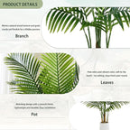 Artificial Palm Tree 4FT Faux Plants Indoor Tropical Fake Palm Tree Areca Floor Plant in White Pot with 13 Trunks & Real Bark Design, Faux Palm Plant for Outdoor Patio Home Room Office Decor