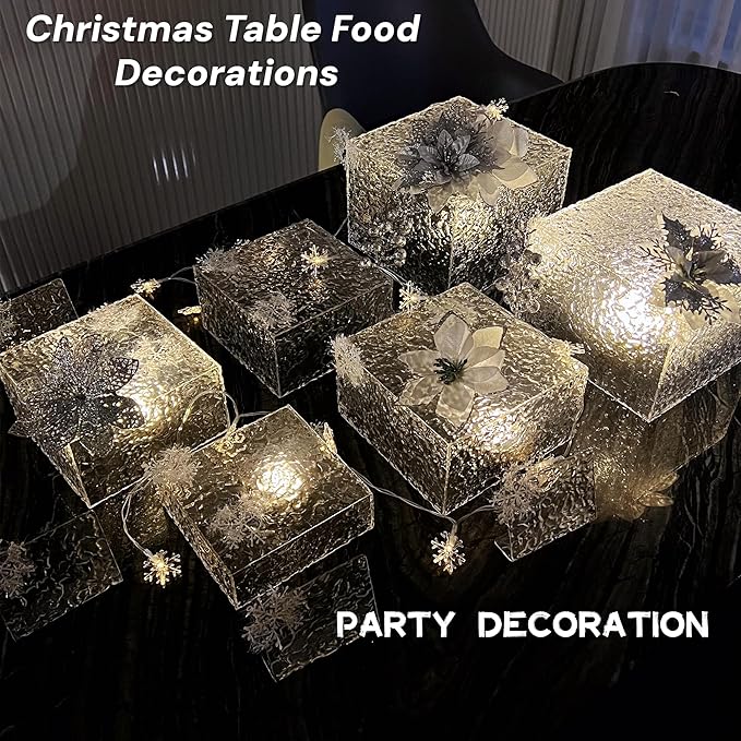 8PCS Buffet Risers Display Stands with 8PCS Mini Signs,Acrylic Cube Display Risers with Hollow Bottom, 2Sets (6, 6.5, 7, 8)" (Transparent, 2 Sets ( 6'',6.5'',7'',8'' ))