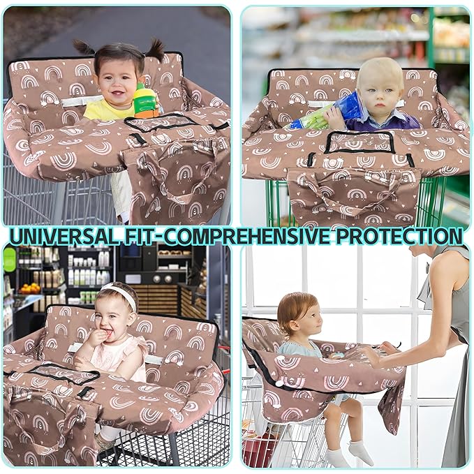 Shopping Cart Cover for Baby,2-in-1 High Chair Cover with Portable Cloth Bag,Cart Seat Pad for Babies Grocery Cushion Cover Restaurant,Suitable for All Supermarkets