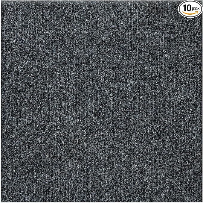 Carpet Tiles Peel and Stick, Self Adhesive Carpet Floor Tile 24" x 24", Dark Grey Soft Padded Flooring Sticker, Home Decor for Bedroom Living Room Office, 10 Tiles per Box