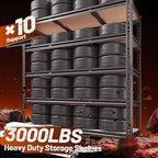 REIBII 48.2" W Garage Shelving, Storage Shelves Load 3000LBS, Adjustable Garage Shelving Heavy Duty for Pantry, Basement, Warehouse, 48.2" W X 71.9" H X 24" D, Black
