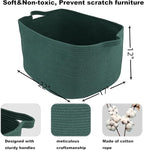 Large Rectangle Blankets Basket Living Room 22"x17"x12" Woven Cotton Rope Storage Basket for Nursery Toy Baskets for Kids and Dogs Wicker Laundry Baskets Bin for Clothes Towels dark green