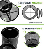 Alpine Outdoor Trash Can 36 Gallon Diamond Steel Commercial Metal Waste Bin with Leak Proof Liner, Heavy Duty Steel Mesh Design, Rain Bonnet Lid & Flat Lid for Parks, Streets, and Public Spaces-Black