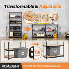 HOMEDANT 5 Tier Storage Shelves Adjustable Laminated Boltless Garage Metal Shelving Unit Heavy Duty Utility Rack Shelf Warehouse Pantry Closet Kitchen (3, (M) 35.9" W, Black)
