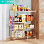 HapiRm Rolling Kitchen Microwave Cart - 4 Tier Microwave Table Stand with Pull-Out Baskets, Coffee Bar Baker's Rack with Wheels Rolling Storage Cart Organizer Shelf for Living Room Office, Balcony