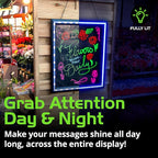LED Writing Message Board 23x27 – Illuminated Erasable Neon Chalkboard Sign with Remote & Markers – Light Up Menu Board for Restaurants, Bars, Food Trucks & Classrooms