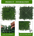 Artificial Grass Wall Panel,10"x 10"(8P) 4-Layer Leaf UV-Anti Greenery Faux Boxwood for Indoor,Outdoor Patio Balcony Privacy & Ivy Fence Covering Privacy, Garden, Backyard Wall Backdrop Decor