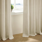 Linen Flax 102 Inch Curtains Pinch Pleated Linen Curtains 2 Panels for Living Room Bedroom Memory Training Semi Sheer Pinch Pleat Farmhouse Beige Drapes Back Tab Light Filtering Window Curtain 40x102
