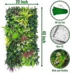 Artificial Hedge Grass Wall Panel: 40" x 20" UV-Anti Faux Boxwood Ivy Greenery Backdrop, Fake Green Plant Fence for Indoor & Outdoor Privacy Screen and Home Decor