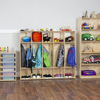 Contender 54" 5 Section Daycare Cubby Coat Locker with Storage, Wooden Backpack Organizer with Hooks for Classroom [Greenguard Gold Certified]