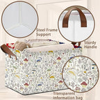 Retro Mushroom Storage Basket Large 17x11.5x10.5 Inche-Collapsible Fabric Organizer Bin with Handles for Cottagecore Decor, Nursery, Forest Theme-Decorative Hamper with Whimsical Fungi-Single Pack