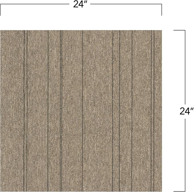 Mohawk Basics 24" x 24" Berber (Loop pile), 0.07" Pile Height, Carpet Tile, PET Fiber, Walnut Color, (24 Tiles), (96 sqft/carton)