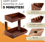 HOLANA Acacia 2 Tier Fruit Basket for Kitchen Counter Organizer – Wooden Fruit Bowl & Wooden Basket for Kitchen Counter Storage, Vegetable & Produce Storage, Snack Organizer for Countertop (Acacia)
