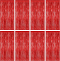 8 Pack Red Backdrop, 3.28 FT x 7.05 FT Streamer Party Decorations, Metallic Foil Fringe Curtains Party Streamer Photo Booth Backdrop, Red Tinsel Valentines Day Party Decor for Engagement Birthday