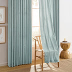 Light Blue Linen Pinch Pleat Curtains 96 Inches Long Pleated Semi Sheer Textured Drapes Hooks Back Tab Coastal Modern Light Filtering Curtain 2 Panels for Living Room Bedroom Office 42x96