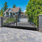 ZUMI Dual Swing Driveway Gates, 18x6 ft. Outdoor Steel Swing Gates for Driveway, Heavy-Duty Driveway Fence Gates for Home Security, Weatherproof Iron Security Gate Kit for Outdoor, Greerwich Style
