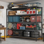 REIBII 85.7" H Storage Shelves 2998LBS Metal Shelving Unit with Wheels & Feet, 5 Tier Garage Shelving Heavy Duty Adjustable Wire Shelf for Pantry Kitchen Garage, 85.7" H X 55.5" W X 24.2" D, 2PCS